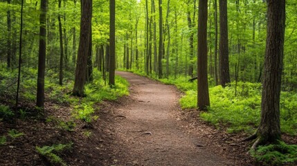 Obraz premium Winding Path Through a Lush Green Forest