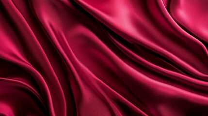 Obraz premium Close-up of rich, crimson silk fabric with elegant folds and soft drapes.