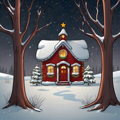 christmas tree in the snow