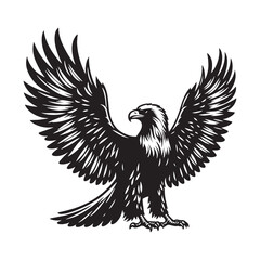 Obraz premium Simplified eagle silhouette for versatile print applications - Eagle black vector 
