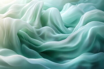 Obraz premium a tranquil swirl of mint green and seafoam blue abstract shapes blending seamlessly, evoking a sense of calm and serenity, highlighting smooth gradients and harmonious composition