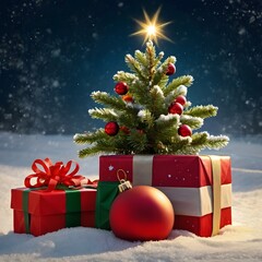 christmas tree and gifts