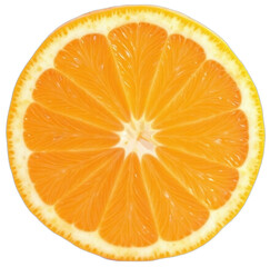 Single orange slice white background vibrant color texture center