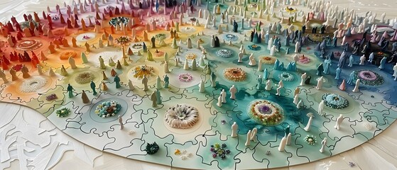 Miniature people and puzzle pieces.