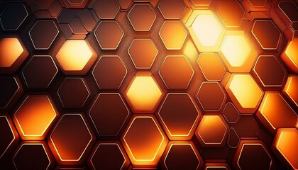 Obraz premium abstract orange geometric and hexagon technology background graphic resource