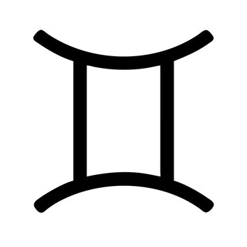 Gemini zodiac symbol in black minimalist design