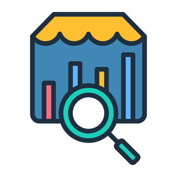 data analysis shop with magnifying glass clip art preview