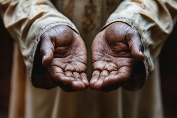 Hands of muslim man praying 