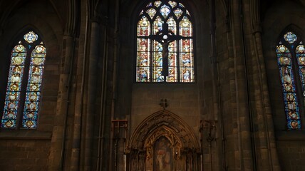 Ancient Cathedral with Stunning Stained Glass Windows