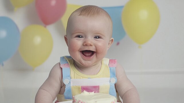 Baby milestone celebration fun birthday party home setting joyful atmosphere close-up view cherishing first year joy