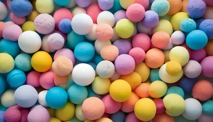 Obraz premium Bright Pastel Colored Soft Balls Background – Fun, Colorful, and Playful Design for Kids