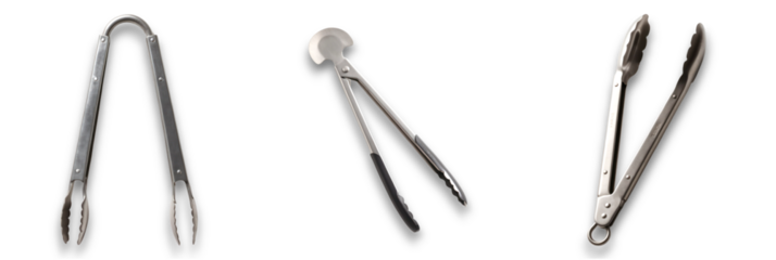Isolated tongs on a transparent background for kitchen use