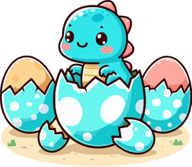Obraz premium a cartoon illustration of a dragon with eggs in the background.