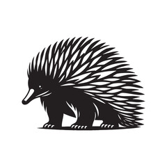 Fototapeta premium Detailed echidna silhouette for versatile artistic applications - Echidna illustration - minimallest echidna vector 