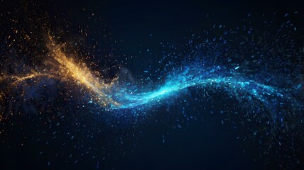 Obraz premium Dark Blue Glow Abstract Technology Background with Particles and Light Effects