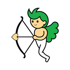 Fototapeta premium Cupid with Heart Bow Outline
