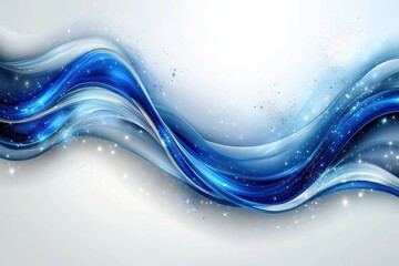 Abstract blue wave lines background and Blue Ethereal smoke waves illustration with copy space on a white backdrop