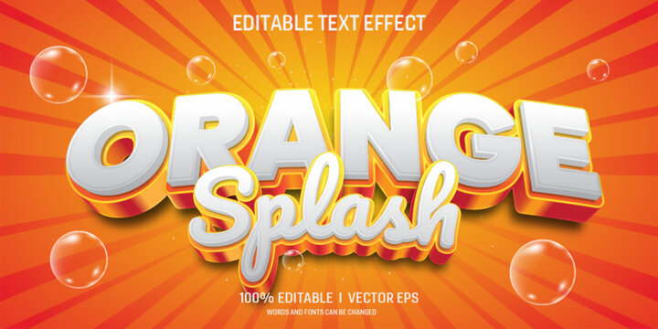 orange splash vector 3d text effect with modern style design