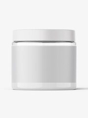 cosmetic jar with white label