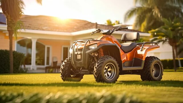 ATV on the lawn at home