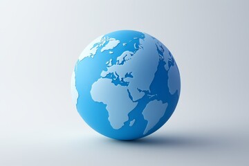 Minimalist globe illustration in blue tones highlighting geography and global exploration