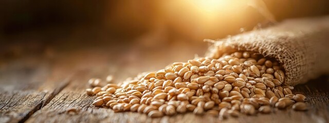 Obraz premium Close-up of barley on the table. Selective focus