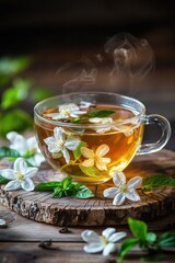 Close up of jasmine tea. Selective focus