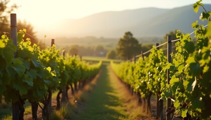 Viñedo al aire libre en paisaje natural