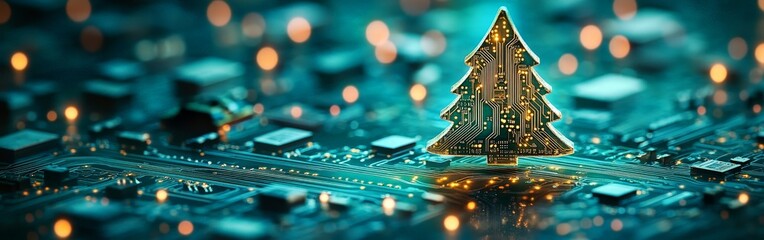 Obraz premium Futuristic Glowing Christmas Tree in Digital Style