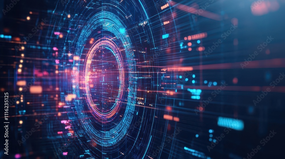 Aufkleber AI algorithms visualized as swirling digital patterns on a holographic interface, moody lighting, medium closeup, abstract style