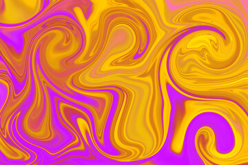 Abstract background of magenta and yellow color from twirling waves. Background for design. Marble ink colorful. Can be used for background or wallpaper. Good for design or logo background or backdrop