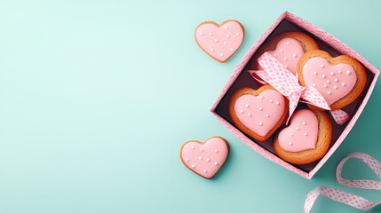Delightful heart shaped cookies in gift box, perfect for sweet moments
