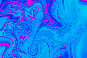 Abstract background of blue and magenta color from twirling waves. Background for design. Marble ink colorful. Can be used for background or wallpaper. Good for design or logo background or backdrop.
