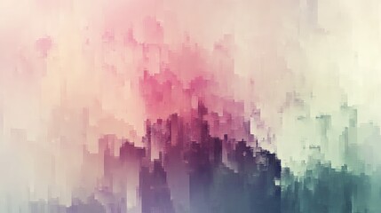 Obraz premium A faded, muted pixel background with pastel colors, creating a soothing, airy design with subtle pixel variations