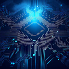 abstract technology illustration Circuit board on dark blue background