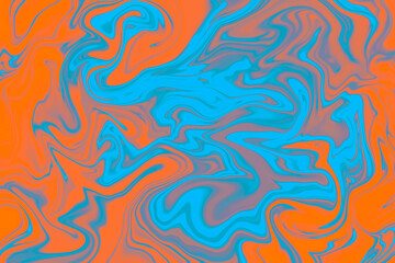 Abstract background of orange and blue color from twirling waves. Background for design. Marble ink colorful. Can be used for background or wallpaper. Good for design or logo background or backdrop.
