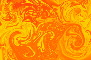 Abstract background of fire orange color from twirling waves. Background for design. Marble ink colorful. Can be used for background or wallpaper. Good for design or logo background or backdrop.