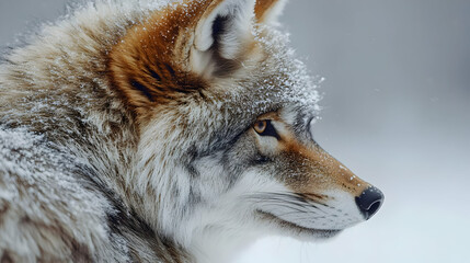 Obraz premium Majestic Winter Wolf Profile Realistic Photograph