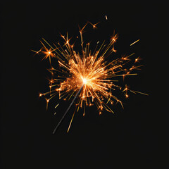 Fototapeta premium A lit sparkler is shown on a black background