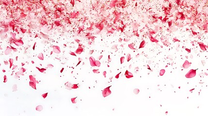 Fototapeta premium Pink Flower Petals Falling on White Background