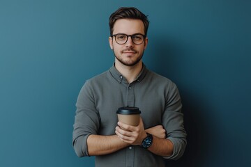 Modern Professional Man in His 30s Holding Coffee