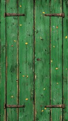 A green wooden door with a rustic, old-fashioned look