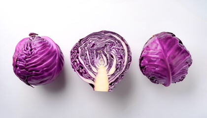 Obraz premium A Fresh Purple Cabbage on white background
