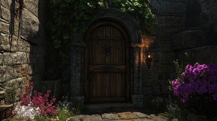 Fototapeta premium Enchanting Sanctuary: A Mystical Portal to a Lush Garden Oasis