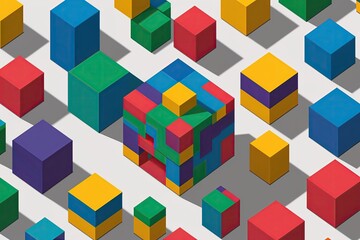 Obraz premium Vibrant 3D Geometric Cube Design Artwork