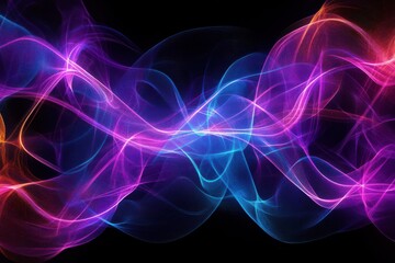 Obraz premium Black purple and blue gradient waves lines with colorful neon lines, dark background, black background with purple and blue gradient lines