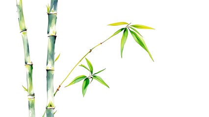 Obraz premium Bamboo watercolor illustration isolated on white. art work.