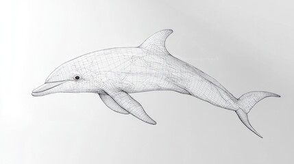 Obraz premium Wireframe Dolphin: A Digital Representation of Marine Life