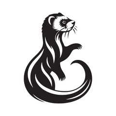 Bold ferret silhouette for digital design projects - Ferret black vector
