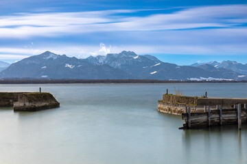 Hafeneinfahrt in Chieming am Chiemsee, Bayern